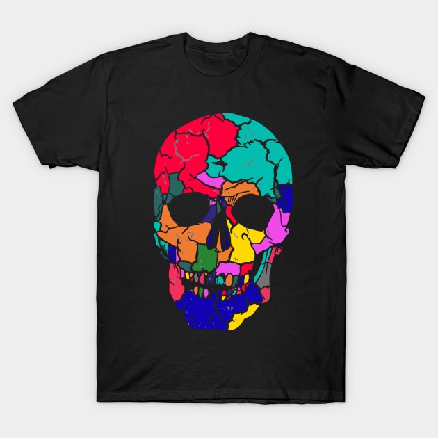 Broken Skull Colorful Birthday Gift T-Shirt by GBDesigner